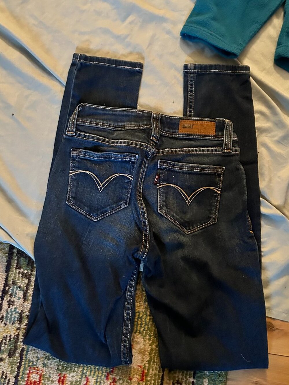 Levis size 1 womens denim blue jeans pants one ladies stretch jean